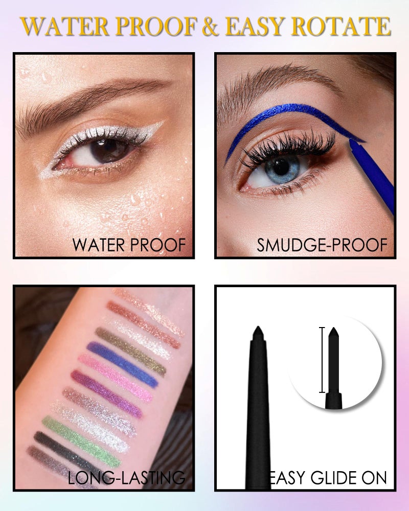 Lestpola Glitter Brown Eyeliner Pencil,Glitter Gel Eyeliner Pencils, Waterproof Smudge Proof Long-Lasting Metallic Waterline Eye Liner, Precision Retractable Shine Pen for Mature Women Girls Eye Makeup- #09 - Image 3
